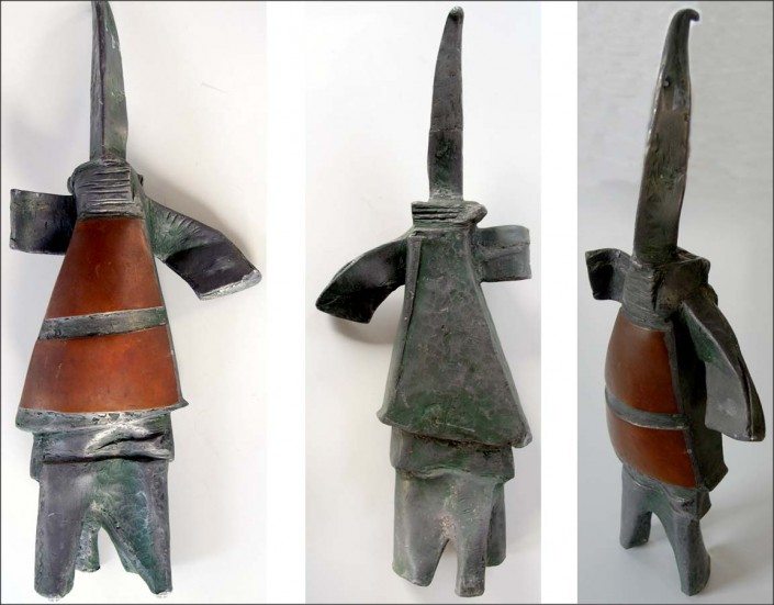 Wil-van-Leeuwen-1066-sculptuur-van-metaal-(lood)-in-bruin-en-grijs
